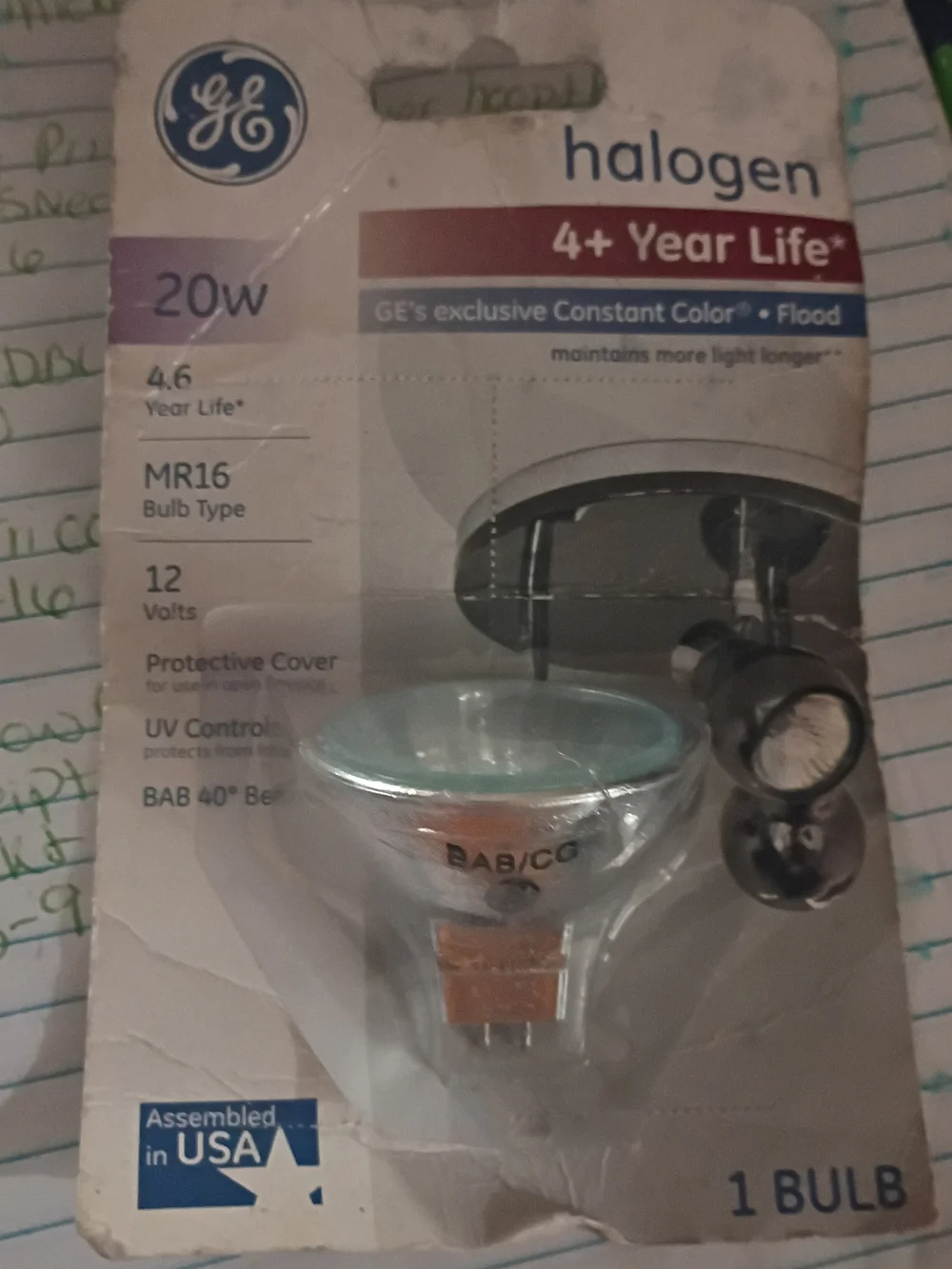 GE Halogen MR16 20W Flood Bulb - Cool White